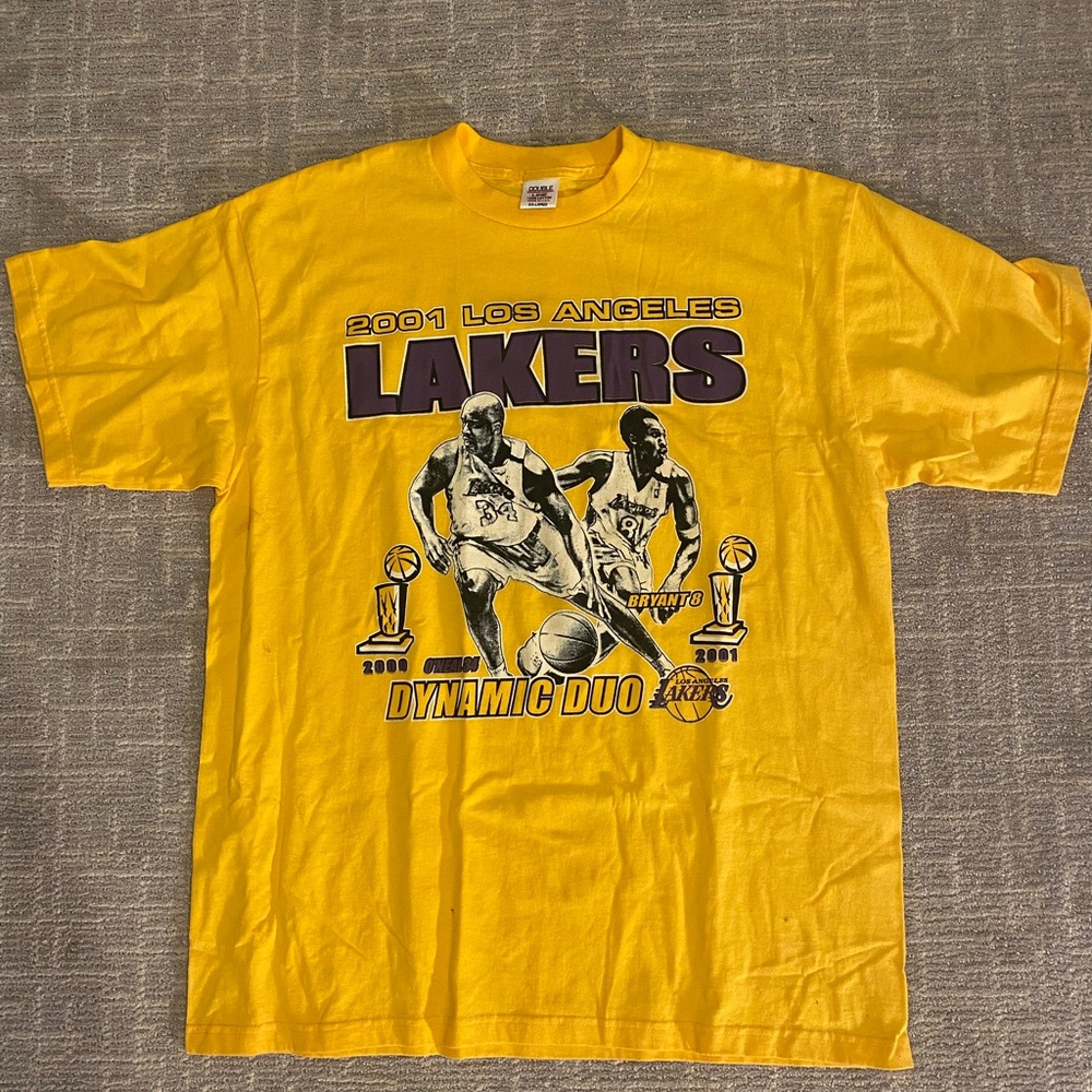Vintage 2000-2001 Dynamic Duo NBA Championship Lakers T-Shirt Shaq Kobe SZ 2XL